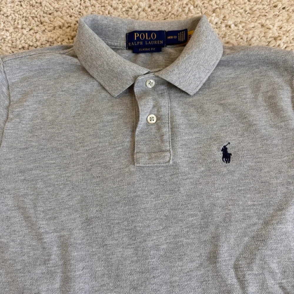 Lot Of 3 Pool Ralph Lauren Boys Classic Fit Polo Size M 10-12 White Grey Yellow